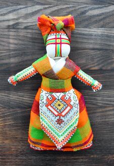 Motanka Doll On The Wooden Background Stock Image Motanka Doll On The Wooden Background Stock Image