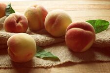 Fresh Juicy Peaches On Bagging Stock Photography Fresh Juicy Peaches On Bagging Stock Photography