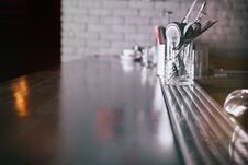 Bar Counter In Cafe Stock Image