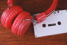 Vintage Headphones And Audio Cassette Royalty Free Stock Photo
