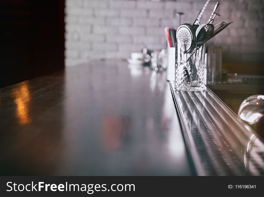 Bar counter in cafe