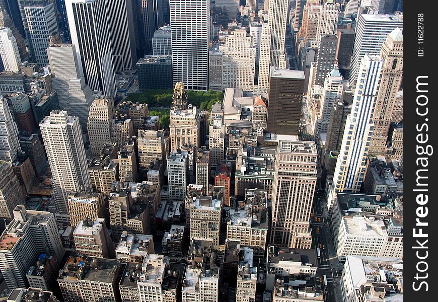 Manhattan buildings seen from Empire State building