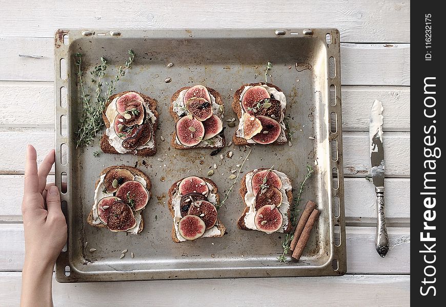 Square Steel Tray With Raw Meat On Top