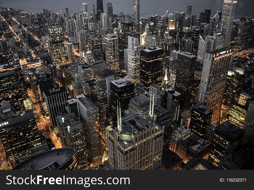 Aerial Photography of Building City Lights