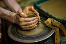 Sculpts In Clay Pot Closeup. Modeling Clay Close-up Royalty Free Stock Images Sculpts In Clay Pot Closeup. Modeling Clay Close-up Royalty Free Stock Images
