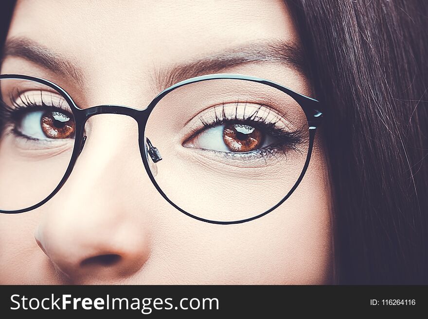 Beautiful Insightful Look Brown Woman`s Eyes.