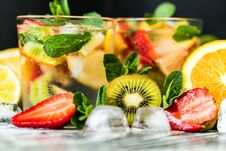 Homemade Lemonade With Fruit And Mint Stock Images
