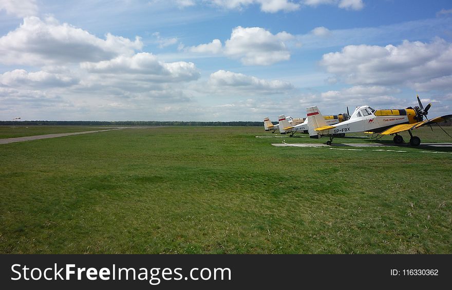 Aircraft, Airplane, Field, Grassland