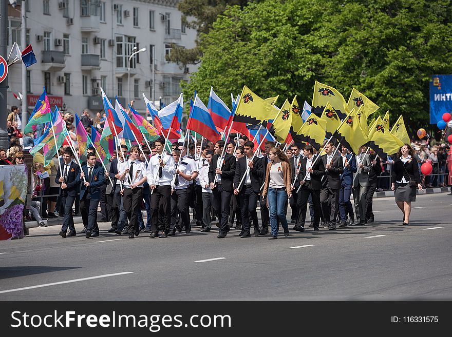 Crowd, Marching, Parade, Street