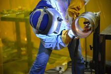 Skill Welding Operator Welding The Steel Pipe Stock Photos Skill Welding Operator Welding The Steel Pipe Stock Photos