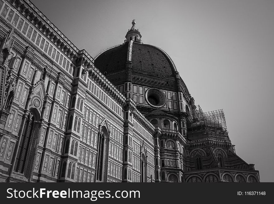 Grayscale Photo of Dome Building