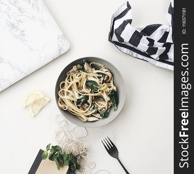 Carbonara In Gray Bowl