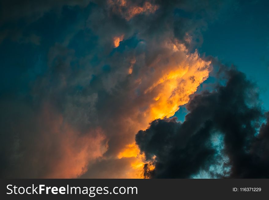 Orange, Black, and Blue Skies during Sunset