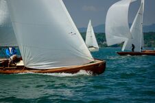 Classic Sailing Boats Racing At A Regatta At Lake Constance Stock Photography