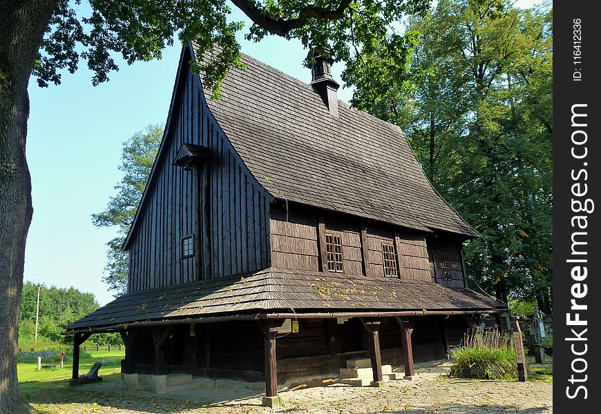 Barn, House, Farmhouse, Log Cabin