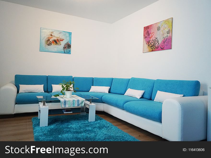 Blue, Living Room, Property, Room