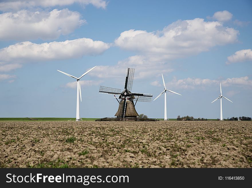 Windmill, Wind Farm, Wind Turbine, Field