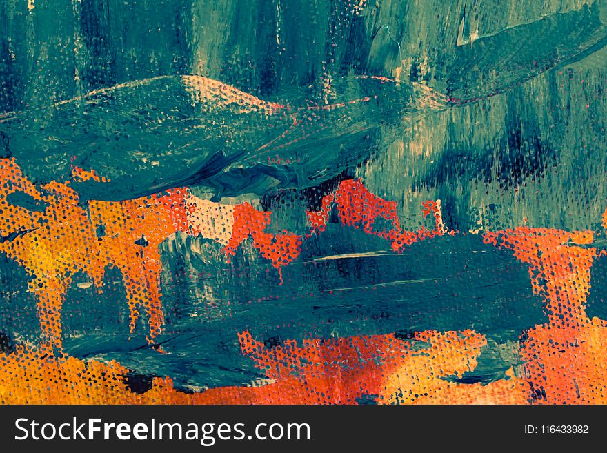 Teal and Orange Abstract Painting