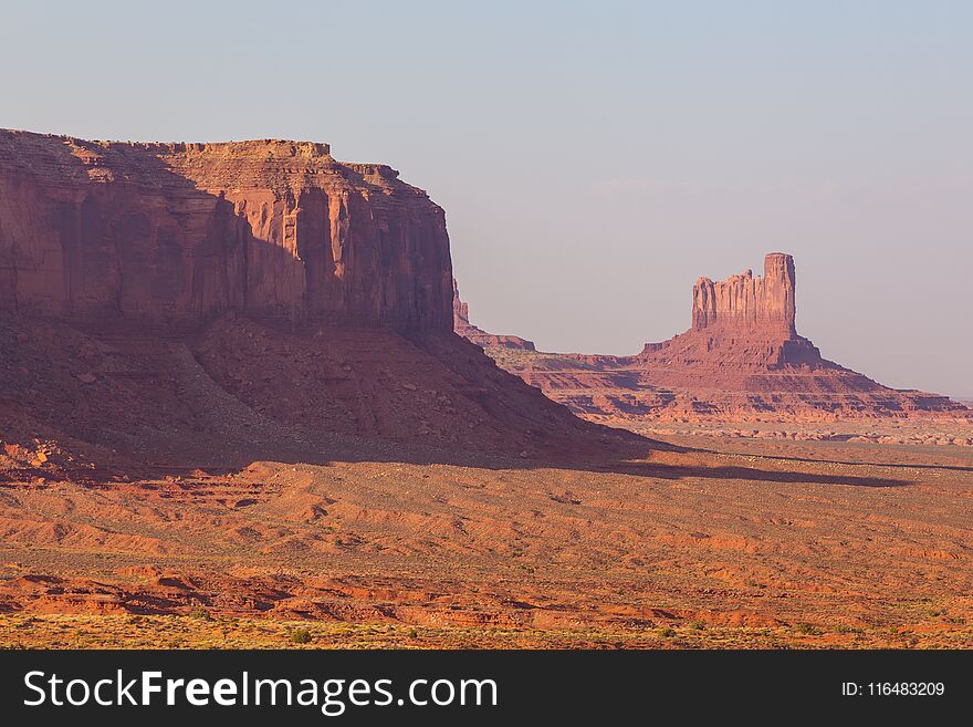 View on formations in Navajo Park of Monument Valley. Arizona, USA. View on formations in Navajo Park of Monument Valley. Arizona, USA