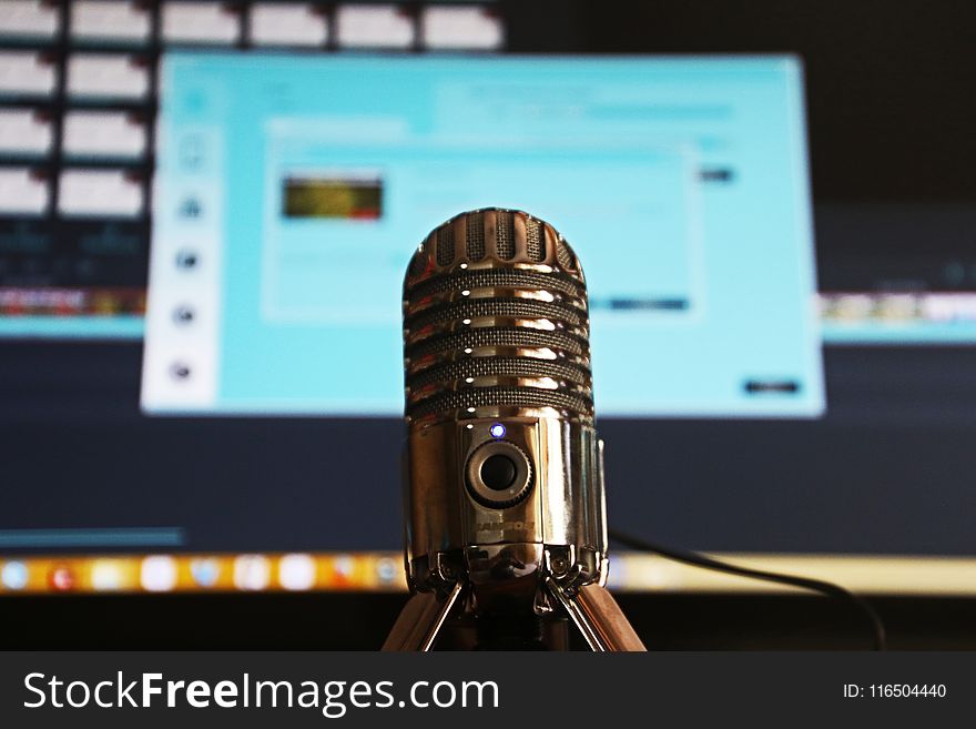 Selective Focus Photography Of Gray Stainless Steel Condenser Microphone