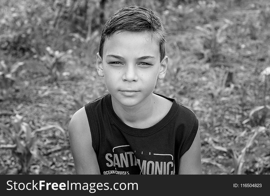 Boy Wearing Santamonic-printed Sleeveless Shirt