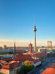 Aerial View Of Central Berlin On A Bright Day In Spring, Iand Te Stock Images