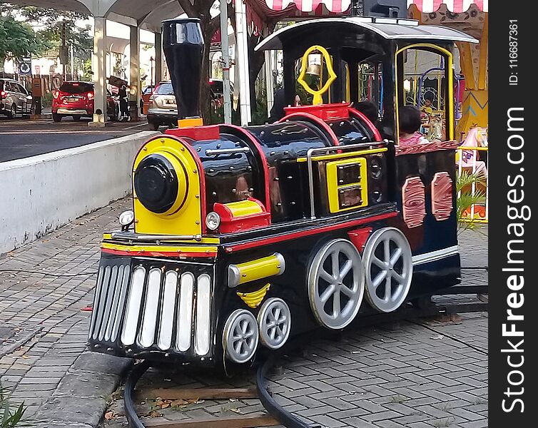 Mini locomotive in children play area