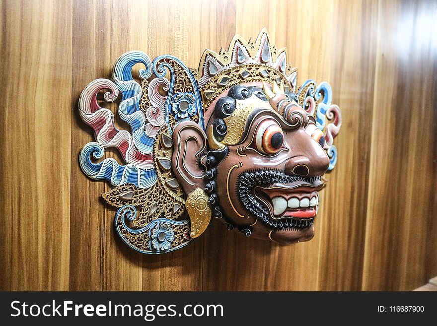 A traditional mask of cultural heritage historical relics in Java. A traditional mask of cultural heritage historical relics in Java