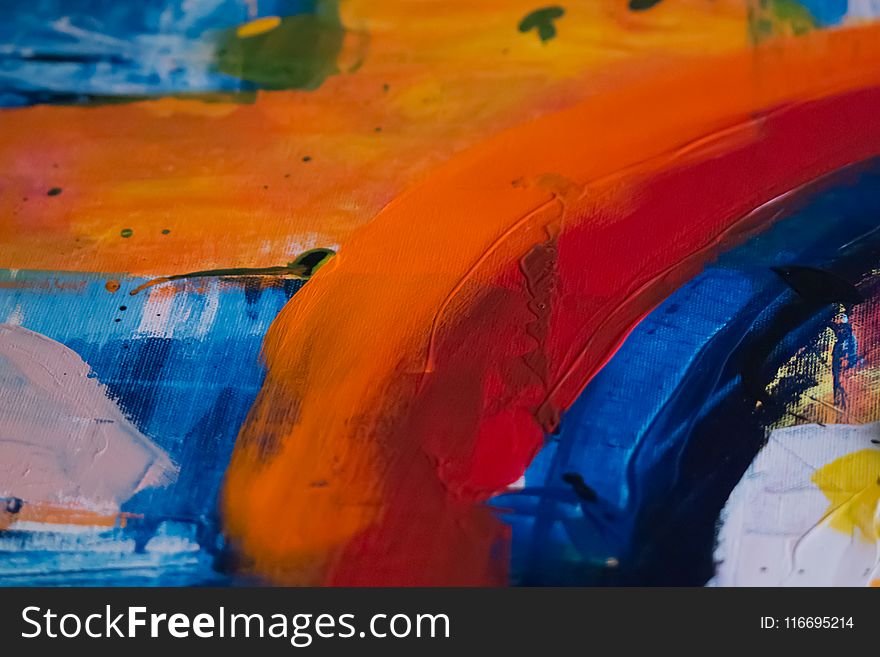 Orange And Multicolored Abstract Painting