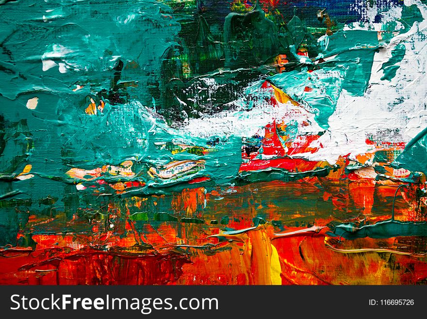 Green and Red Abstract Painting