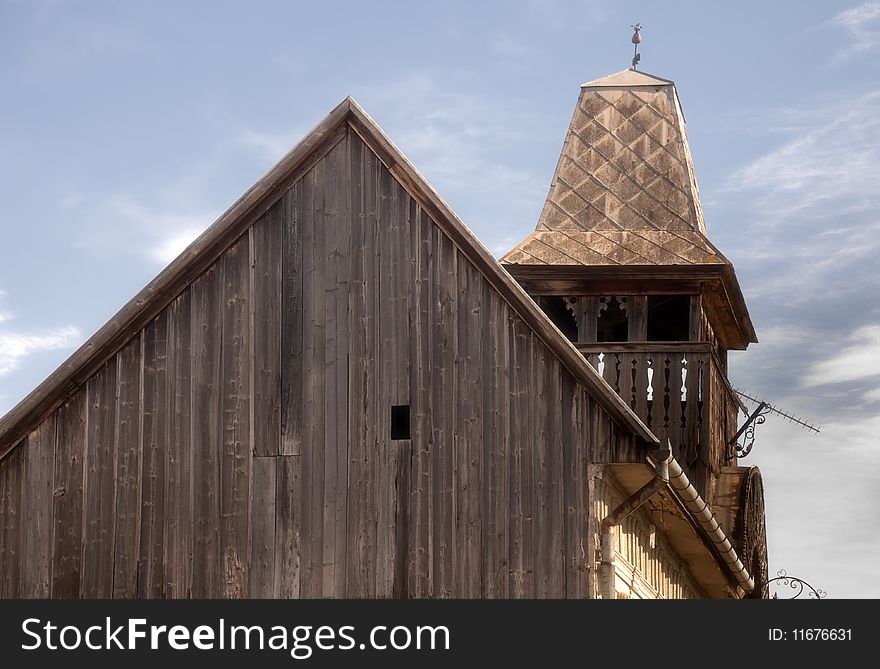 Old house with a tower in a Romanian village