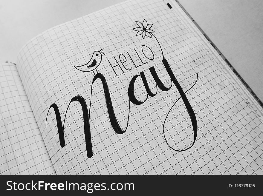 White Graphing Paper With Hello May Text