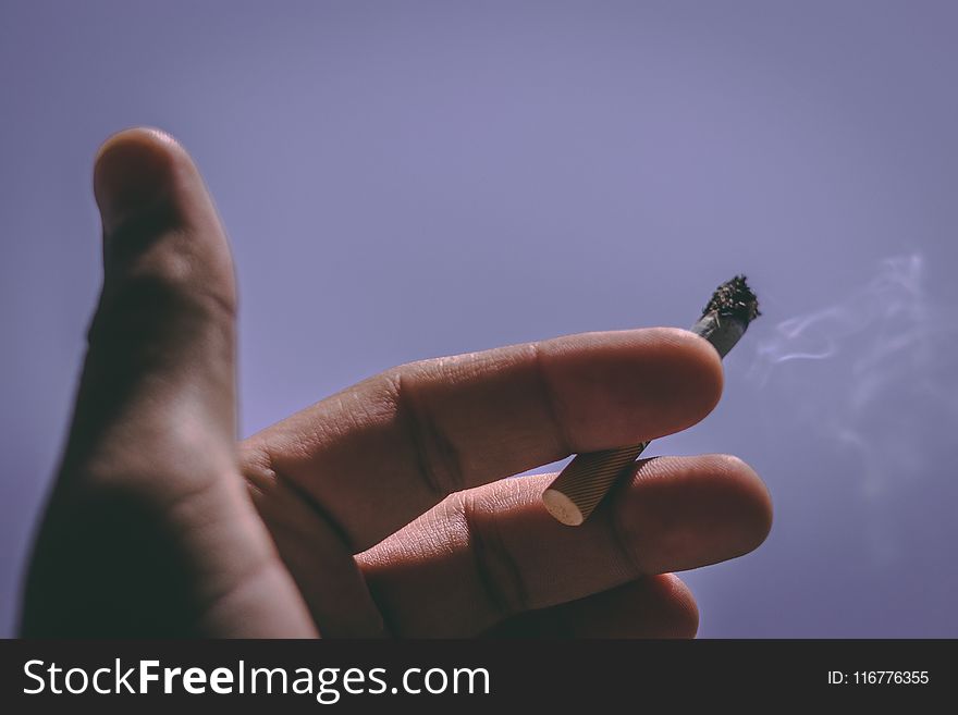 Person Holding Single Cigarette
