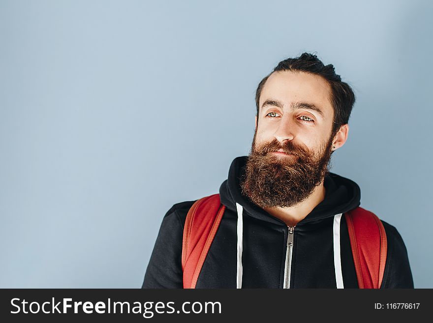 Man in Black Zip-up Hoodie