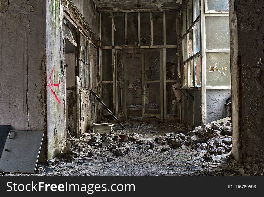 Window, Ruins, Building, Facade