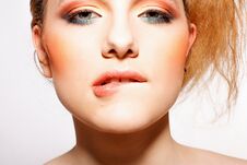 Beautiful Fashion Woman Model Face Portrait Stock Image