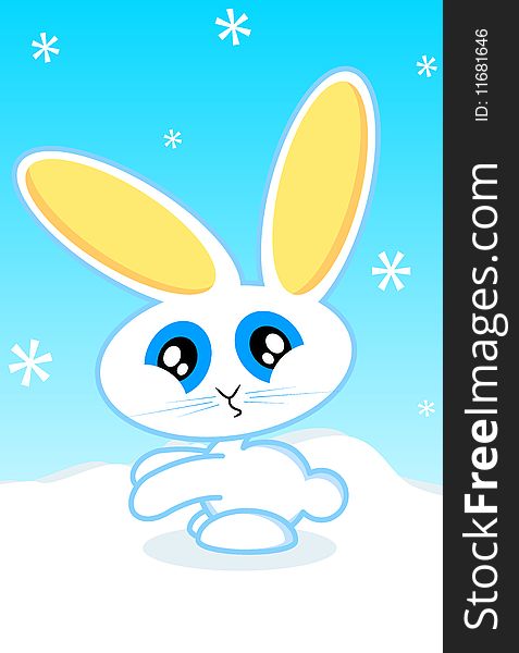 Vector cartoon of a rabbit during the winter holiday season. Vector cartoon of a rabbit during the winter holiday season.