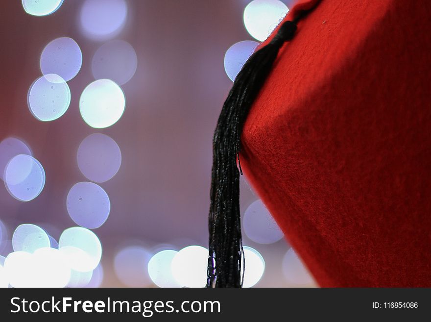 Red Chinese Cap With Black Tassel