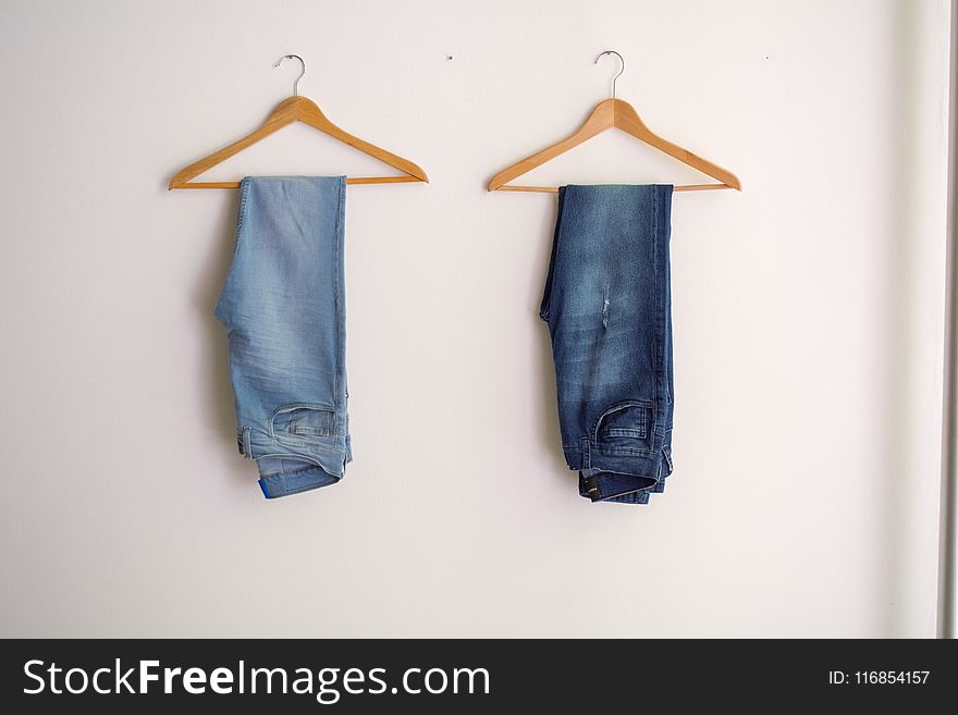 Two Hanged Blue Stonewash and Blue Jeans