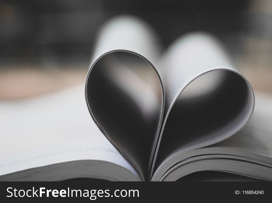Closeup Photography of Book Page Folding Forming Heart