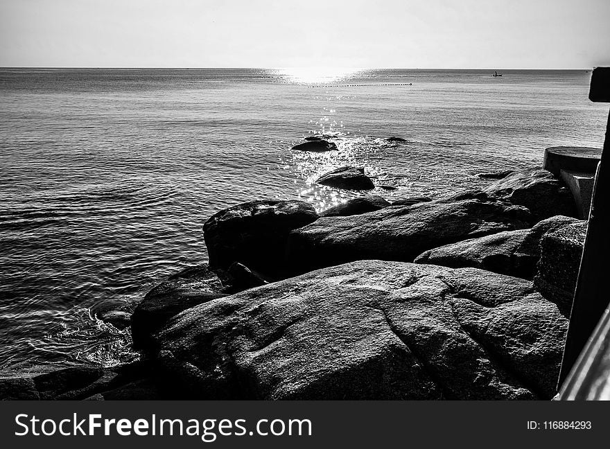 Sea, Black And White, Body Of Water, Water