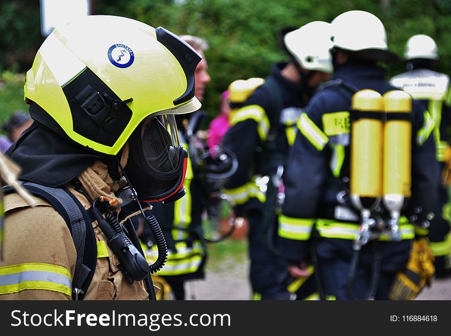 Yellow, Motor Vehicle, Personal Protective Equipment, Firefighter