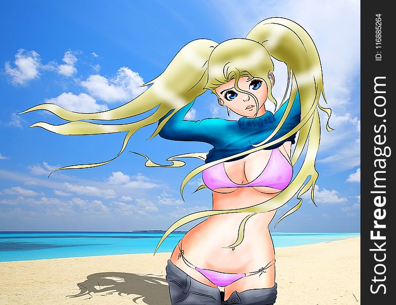 Cartoon, Swimwear, Anime, Human Hair Color