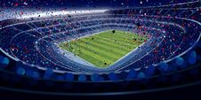 Drawing Of Wide Angle View Of A Stadium Full Of People At Night In Blue Tones With Blue, Red And White Confetti Falling Stock Photos Drawing Of Wide Angle View Of A Stadium Full Of People At Night In Blue Tones With Blue, Red And White Confetti Falling Stock Photos