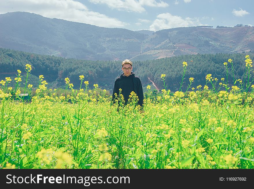 Photography of a Man Surrounded By Flowers