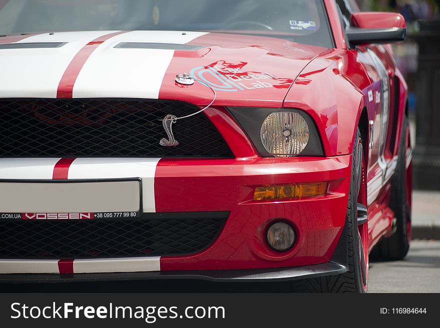 Photo Of Red And White Ford Shelby
