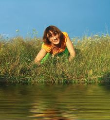 Girl On Grass Stock Photos Girl On Grass Stock Photos