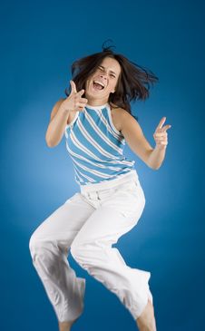 Jumping Happy Woman Stock Image