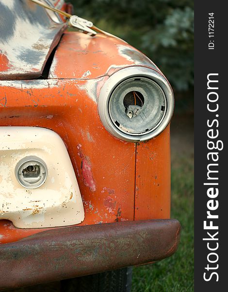 Old truck headlight and bumper