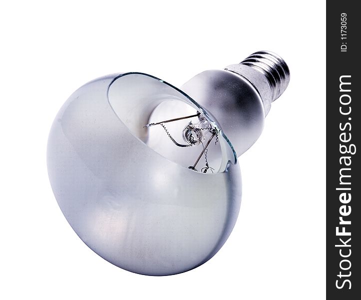 The broken bulb on the white background